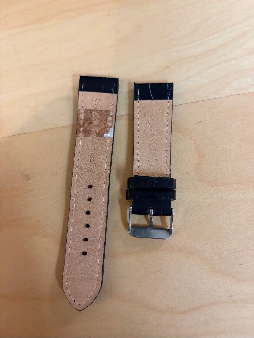 Men’s Genuine Leather Croc Embossed Watch Band Black 20mm New